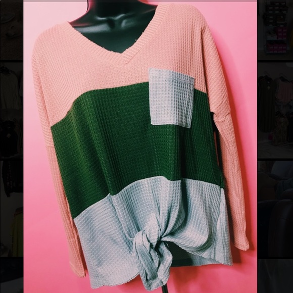 Entro Waffle Weave Color Block Top - Picture 1 of 1